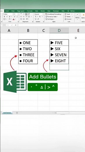 Add Bullet Points to your Excel sheets in seconds | Quick Excel Tips. #excel