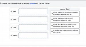 Put the story events in order to create a summary of "The Red T... | Filo