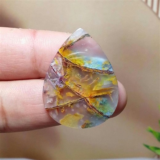 Chrysocolla Confetti Native Copper / Cabochon / Gemstone / Crystal Size : 33x25x3 Mm - Etsy