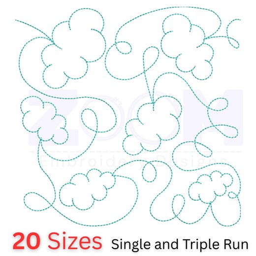 Cloud Quilting Machine Embroidery Design - 20 Sizes - Nursery Edge-to-edge Quilting Pattern - Single and Triple Run Stitches - Etsy