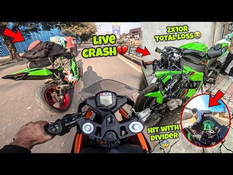 ​@RajaDc77 ZX10R Live Crash💔/ Bike Hit With Divider😰/ ZX10R Total Loss😭