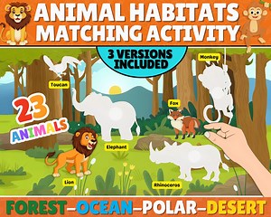 Animal Habitats Matching Activity | Animals and Their Habitats Matching | Animals Sorting Worksheets | Homeschool | Instant Download - Etsy