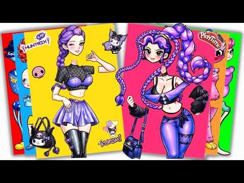 Poopy Playtime 5 - LILY LOVEBRAIDS x HUNTRIX RUMI Cosplay KUROMI | Sticker Book DIY