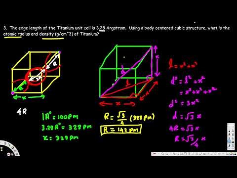 Unit Cell Chemistry, Atomic Radius, Density & Edge Length Calculations, Close Packed Structures