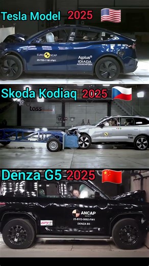 2025 Crash Test Comparison: Tesla Model 3 vs. Skoda Kodiaq vs. Denza G5