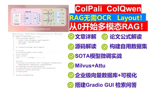 深度解析和实战ColPali: RAG告别OCR和布局、从0开始多模态RAG