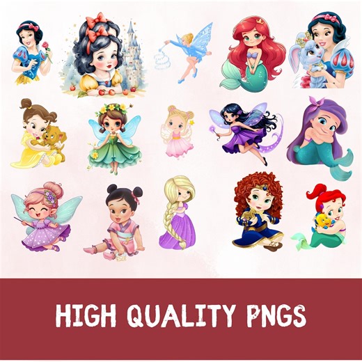 Baby Princess Watercolor Clipart Bundle | Cute Cartoon Princess Cliparts | Little Princess Baby Shower Clip Art Set Digital Download - Etsy