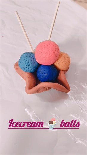 Cute Clay Ice Cream Balls Holder DIY 🍨.