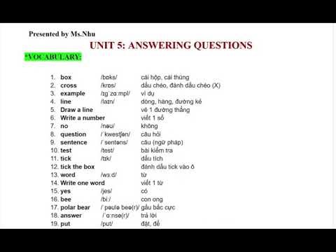 FUN FOR STARTERS| UNIT 5| ANSWERING QUESTIONS
