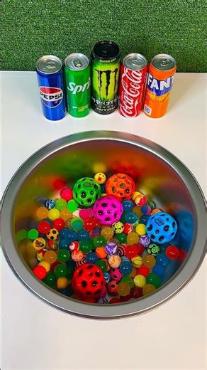 Giant Crater Balls VS Cola, Pepsi, Fanta, Sprite, Monster in the toilet #asmr #satisfying #shorts