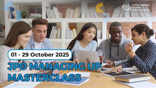 🚀 Are you a current #UN Junior Professional Officer (JPO) ready to elevate your collaboration and leadership skills? Introducing the Managing Up Masterclass – a new learning experience from #UNSSC, tailored specifically for JPOs who want to build stronger working relationships with supervisors and navigate their roles with greater confidence and impact. Whether you're just starting your assignment, midway through, or nearing the end, this course will equip you with the practical tools, mindset,