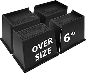 4 Pack Bed Risers 6 inch Heavy Duty, Oversized Furniture Risers, Extra Wide Bed Lifts Risers for Table, Sofa, Dorm Twin XL, Couch, Desk, Bed Frame Risers Supports Up to 6,500 Lbs