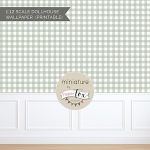 Dollhouse Miniature Wallpaper Printable, Sage Green Plaid (JPG and PDF, US Letter and A4 Sizes), 1:12 Scale - Etsy