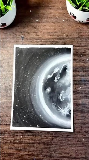 Easy moon scenery with oil pastel | moon scenery | galaxy drawing🌚