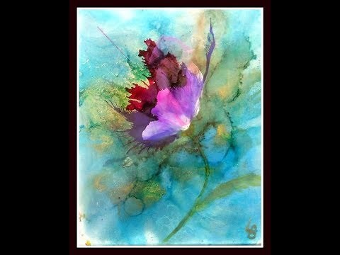 Alcohol Ink Flower using canned Air Demo | Easy to Do