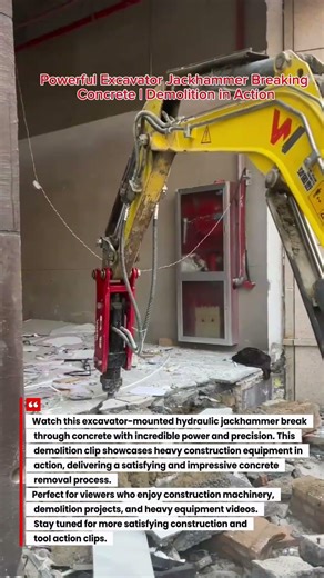 Powerful Excavator Jackhammer Breaking Concrete | Demolition in Action