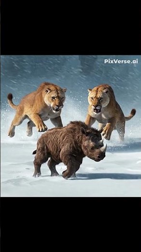 Ice Age Survival: Rhino Calf vs. Cave Lions! | Epic Animal Fight