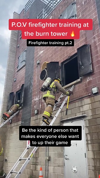 Comment if you want to see more training videos at the burn tower or other Firefighter video ideas. #fyp #firefighter #fitness #summer