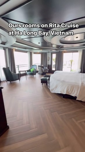 Joedy Tran on Instagram: "Checking into our room on Rita Cruise at Ha Long Bay, Vietnam. I got the president suite with patio and balcony (1,270 square foot). Corn fed Vietnamese hillbilly little people has the Royal suite. If your planing going on this trip. Book early. I booked my over 6 months. Go back on my previous post for information. If book early. Regular room for 2 people is around $320. They are charging by the room. Maximum occupancy is 2($160 per person). Everything is included exce