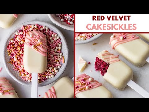 HOW TO MAKE CAKESICLES | VALENTINE'S DAY RED VELVET CAKE POPSICLES | EGGLESS CAKE POPS RECIPE