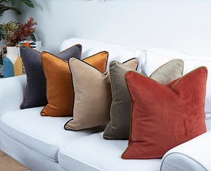 Velvet Throw Pillow Cover: Piped Edge, 30 Colors - Etsy