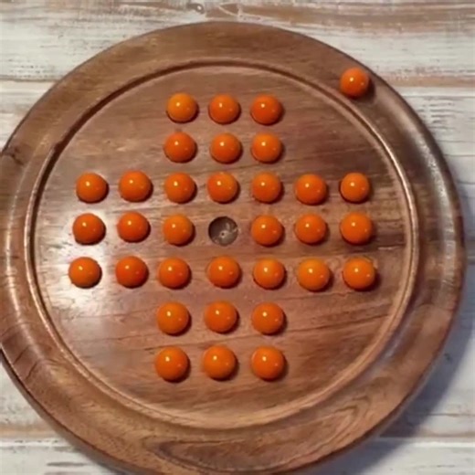 22cm Diameter Wooden SOLITAIRE BOARD GAME With Opal Orange Glass Marbles | Family Strategy Game | Games for One - Etsy