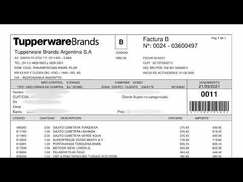 Como leer tu factura TUPPERWARE