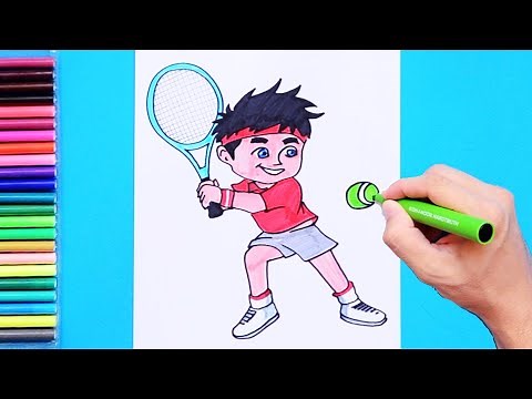 How to draw a tennis player