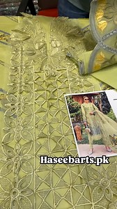 PRICE •5950 (3PC UNSTITCHED) ONLINE ORDER:https: https://www.haseebarts.pk/collections/luxury-lawn FABRIC: PURE LAWN CODE: MB D10 COLOUR: SONF PISTA DUPATTA: SOFT KHAADI NET TROUSER: Lawn WORK: THREAD, SEQ, SHIFFLI WORK FOR ORDER: 923030008632 | Haseeb arts