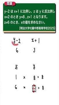 比例と反比例：明治大学付属中野高等学校2025 【全国入試問題解法】