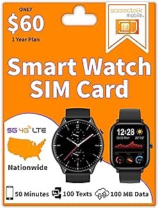 Smart Watch SIM Card - Compatible with 5G 4G LTE GSM Smartwatches and Wearables - 1 Year Service