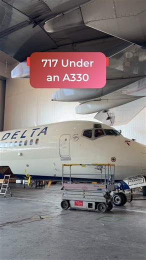 Abbie ✈️ on Instagram: "*my bad it’s the second smallest plane This blew my mind when we saw this 🤯 This is a 717 under an A330 #avgeek #delta #a330 #planespotting #aviation"