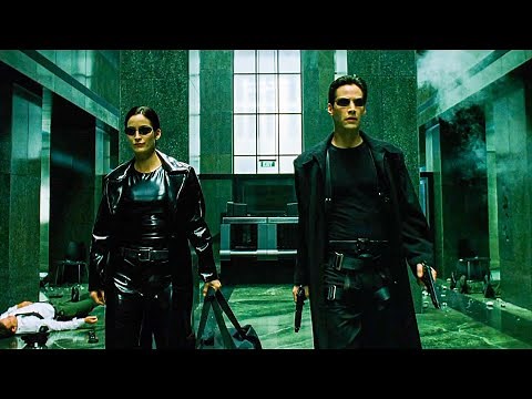 The Matrix (15/16) Movie Scene - Lobby Shootout (1999) HD;