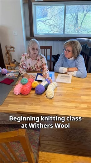 Another beginning knitting class at Withers Wool and Farm. People taking the class learn the fundamentals of knitting, receive a detailed handout and are invited back to review a suggested project and get any help needed. More info on classes can be found at www.withers wool.com #witherswool #witherswoolandfarm #witherswoolfarm #knitting #beginningknitting #knittingclass | Withers Wool and Farm