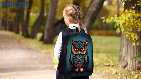Kid's Owl Backpack for School, Cute Boho Owl Ethnic Retro Green Laptop Backpack Purse for Women Men Girls, Lightweight School Book Bags Casual Lightweight Travel Hiking Daypack 17"