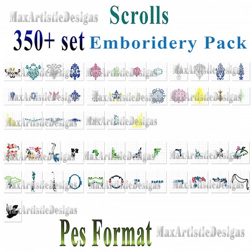 350  Scroll Work Designs Embroidery Machine Patterns in Pes Format - Download - Etsy