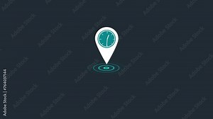 GPS location icon animated with radio wave and location tracking pointer animation 4k video.