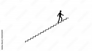 A man climbing the career ladder. Cartoon characters, entrepreneurs climbing the career ladder to success, victory and leadership, motivation to climb.