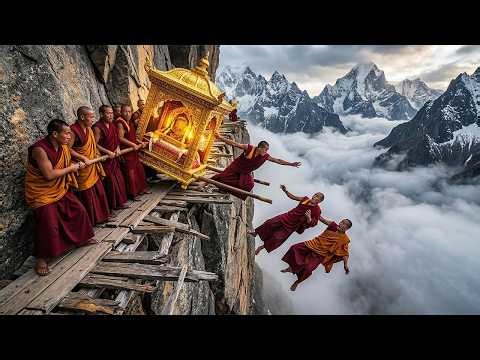 EXTREME Buddhist Mountain Cliff Walk Procession 2026 | Ancient Himalayan Sacred Ritual Over the Edge