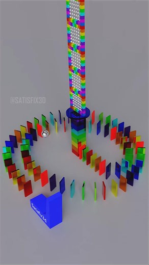 Satisfying collapse unique structure of 10000 colorful objects by dominos #relaxing
