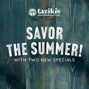 Savor the Summer with our summer specials. Enjoy both, the Athens Cobb Salad with Greek yogurt ranch and the Southern-Style Lamb Burger. *Available for a limited time* | Taziki's Mediterranean Cafe