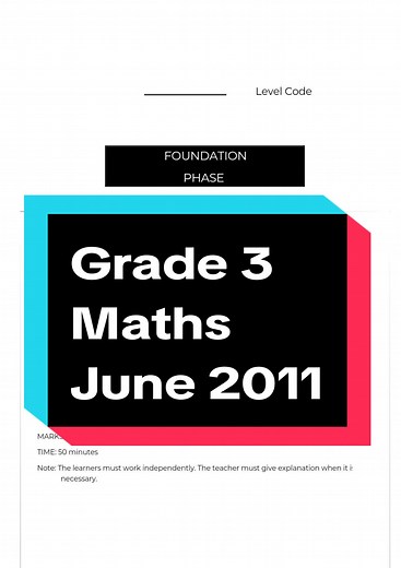 Grade 3 Maths Exam Papers - June 2011