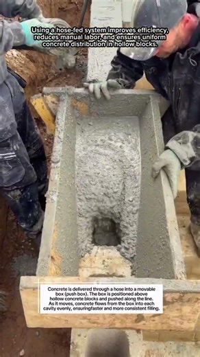 Concrete Block Filling with Hose-Fed Push Box System