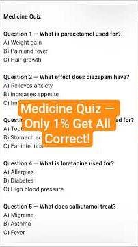 Medicine Quiz: Test Your Knowledge About Common Medicines & Uses#foryou #shorts #quiz