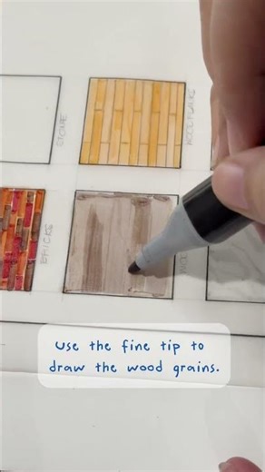Wood 🪵 Architecture materials & textures rendering using alcohol markers #markers #drawwithme