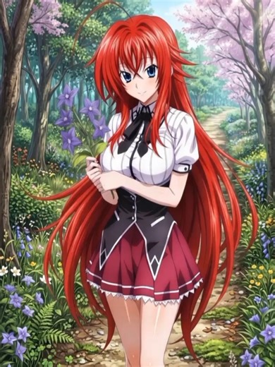 Spring vibes with the Crimson-Haired Ruin Princess. 🌹🍃 A peaceful stroll with Rias. 🌸✨ The scenery is just as beautiful as she is. #nature #animevibes #highschooldxd #riasgremory #ai