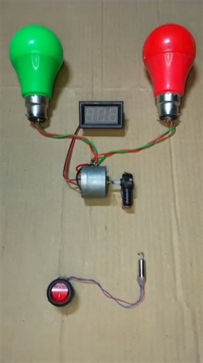 Mini Gear Box Coreless Motor Powering Into Two LED Light and Voltmeter °DC Motor #dcmotor #shorts