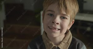 Kid Boy Shows Lost Baby Tooth. Child Hold in Hand Fallen Out Milk Teeth. 4K Slow motion 10-bit