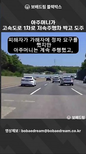 [보배드림 블랙박스] 아주머니가 고속도로 1차로 저속주행차 박고 도주