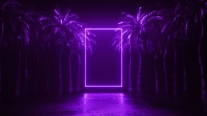 Colorful Neon Frame with Palm